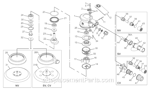 Page A Diagram and Parts List for CP7225SVE 8941272252 Chicago Pneumatic Sander